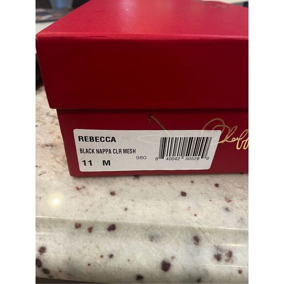 Joan Oloff Rebecca Black Leather & Mesh Ankle Strap Perfect Heel NIB Formal - Picture 7 of 8